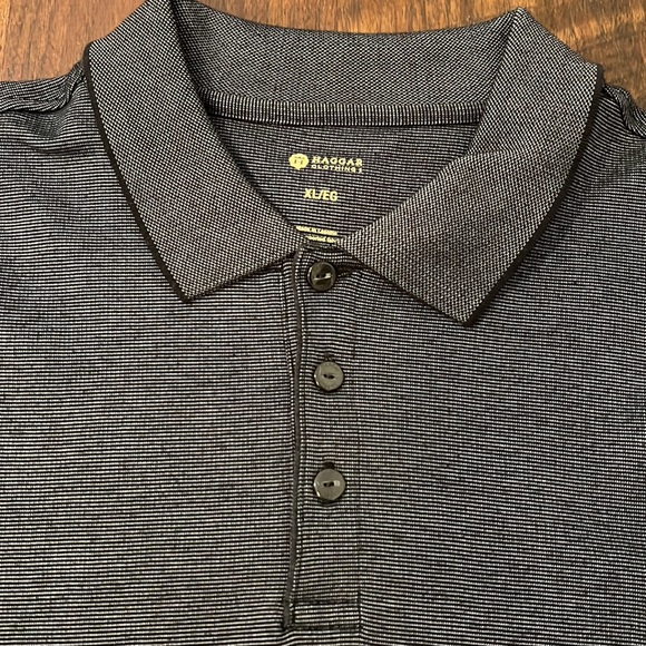 Haggar Mens Blue Cool 18 Pro Long Sleeve Polo Shirt - Picture 2 of 3